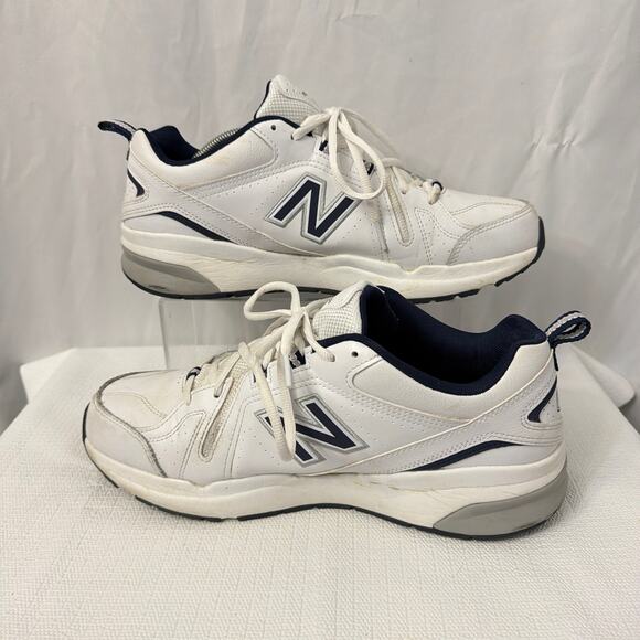 New Balance 608v5 Mens Shoes Size 12D White Navy Leather - Picture 8 of 9